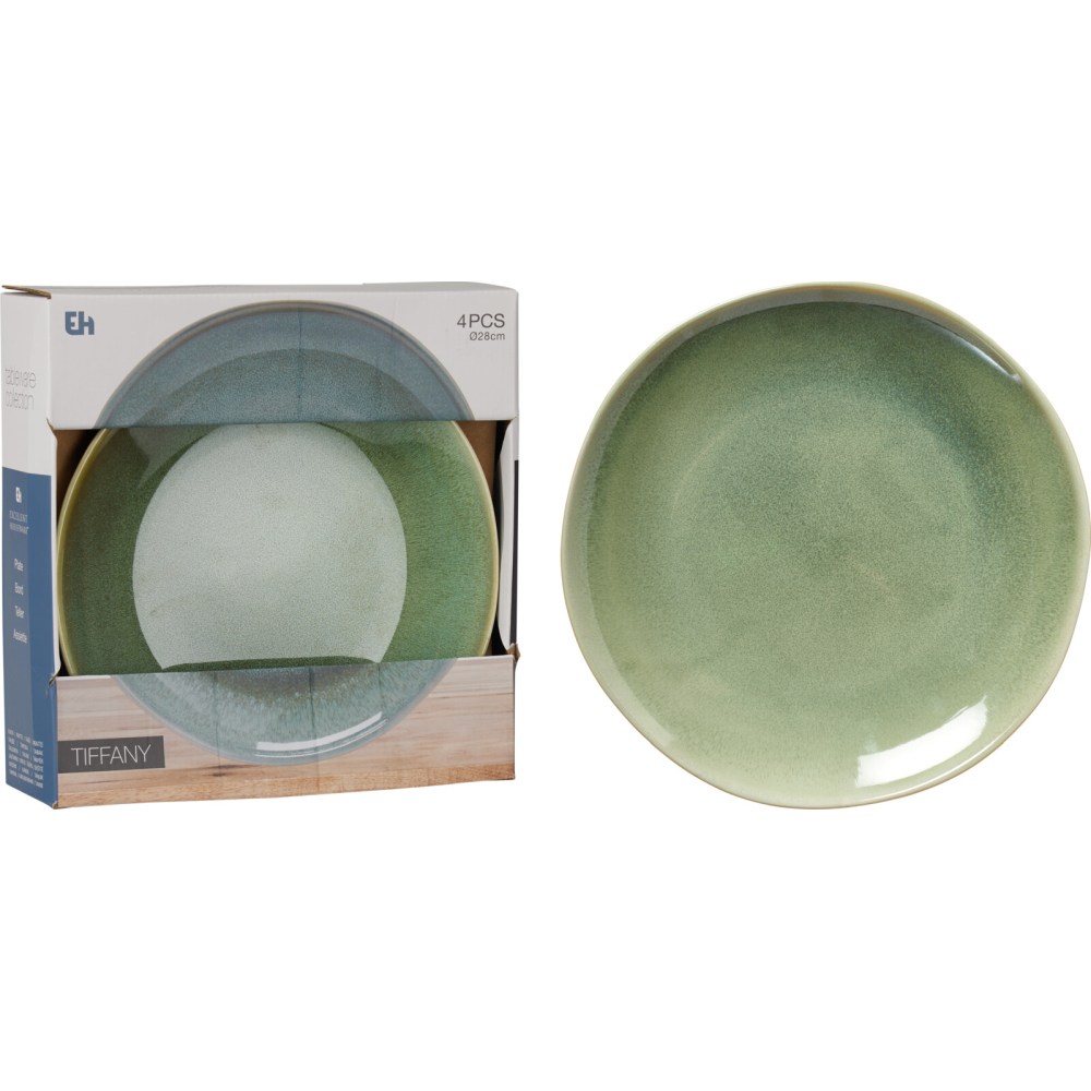 EXCELLENT HOUSEWARE Talíř mělký sada 4 ks pr. 28 cm zelená KO-Q07000140
