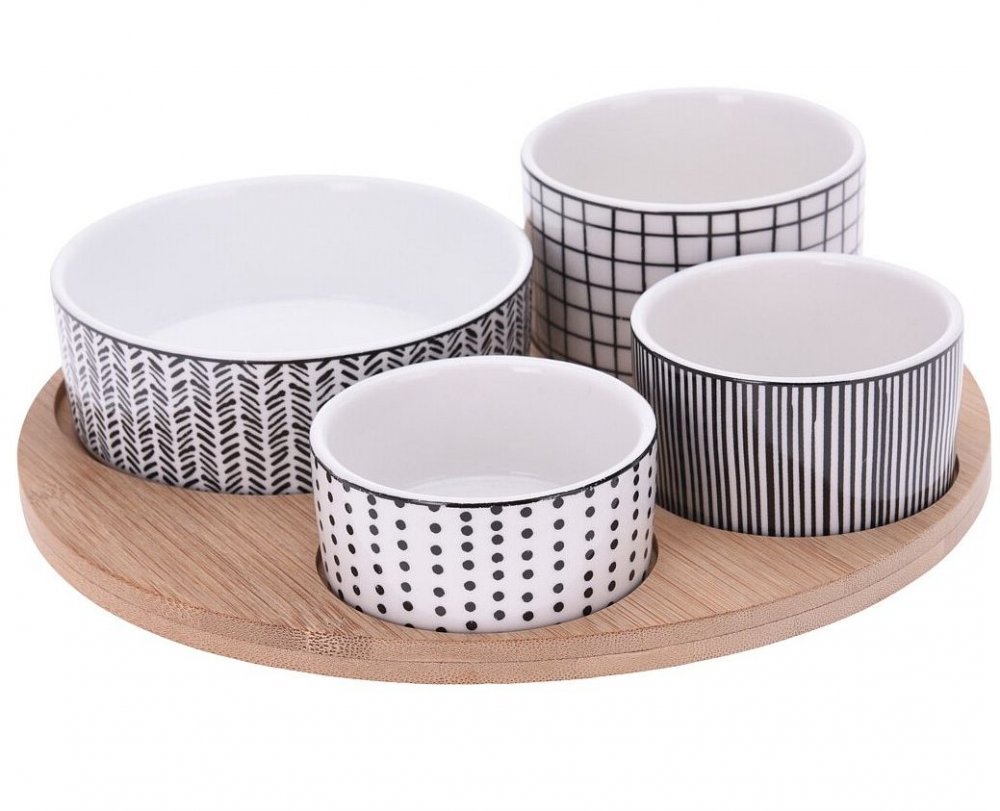 EXCELLENT HOUSEWARE Servírovací misky s kulatým podnosem sada 5 ks KO-278000240