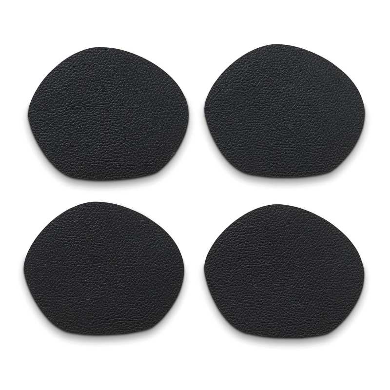 KELA Podtácky Stone PU kůže černá 4 kusy 12x10cm KL-12655