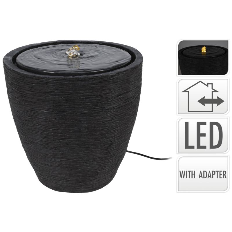 HOMESTYLING Fontána pokojová s LED osvětlením 35 cm Modern černá KO-795202360