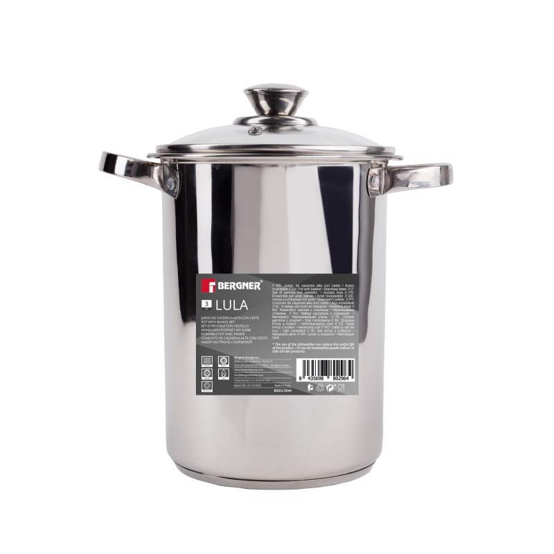 BERGNER Vysoký hrnec s cedníkem LULA 21,5 cm 4 litry nerez BGEU-5544 - thumb (11)