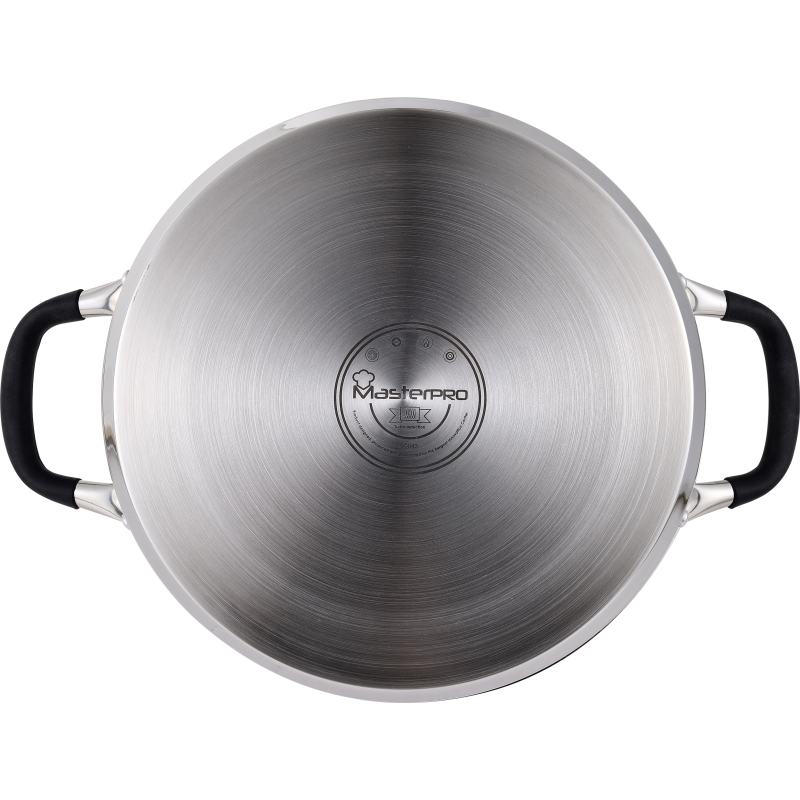 MASTERPRO Servírovací pánev s poklicí nerez FOODIES 28 cm 3,8 litru BGMP-1503-BK - thumb (3)