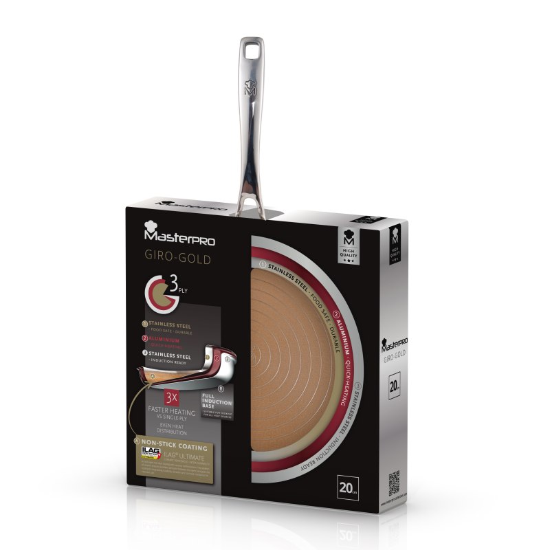 MASTERPRO Pánev s nepřilnavým povrchem GIRO 20 cm nerez BGMP-2114 - thumb (6)