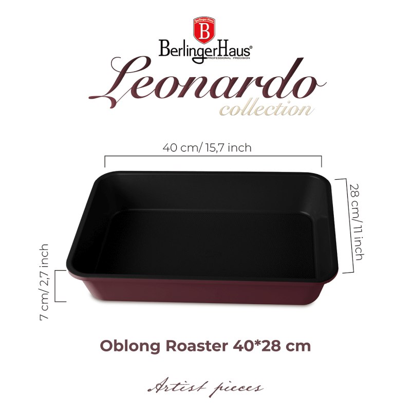 BERLINGERHAUS Plech na pečení hluboký s titanovým povrchem 40 x 28 cm Leonardo Collection BH-7659