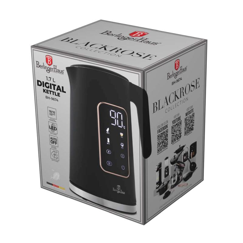BERLINGERHAUS Rychlovarná konvice 1,7 l 2200W digitální, Black Rose Collection BH-9674