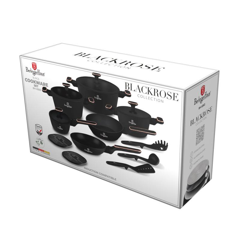 BERLINGERHAUS Sada nádobí s titanovým povrchem 15 ks Black Rose Collection BH-8363