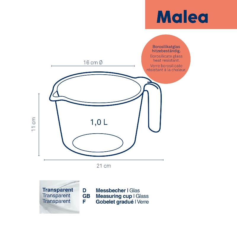 KELA Odměrka Malea sklo 1l KL-10106