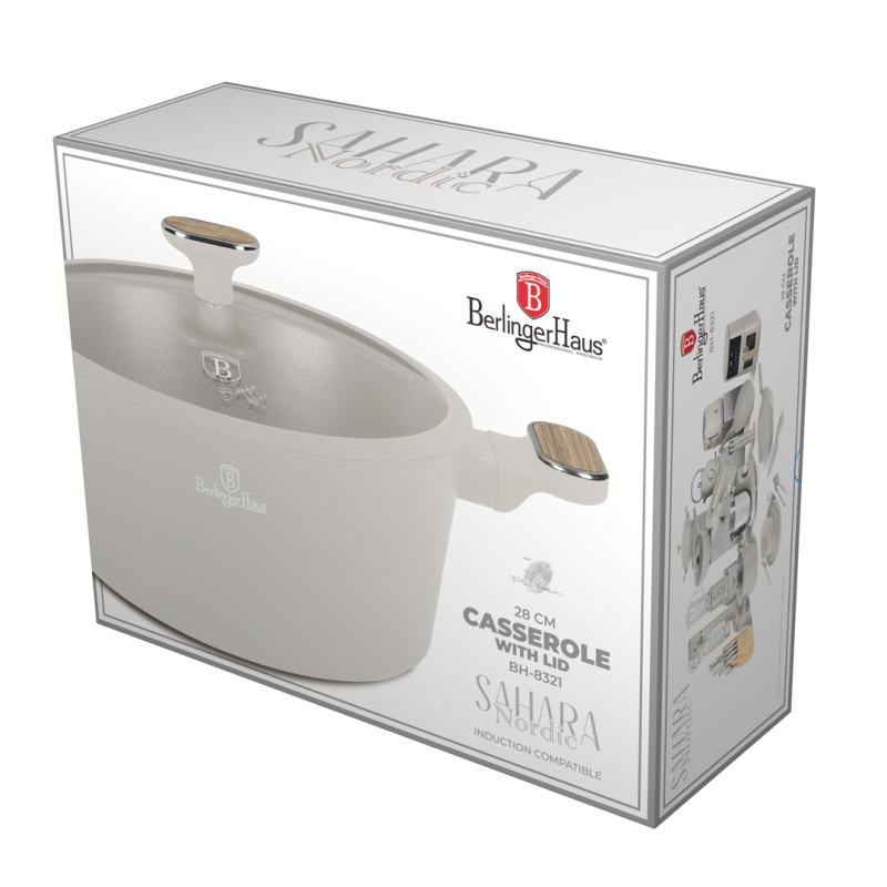 BERLINGERHAUS Kastrol s titanovým povrchem a poklicí 28 cm Sahara Nordic Collection BH-8321