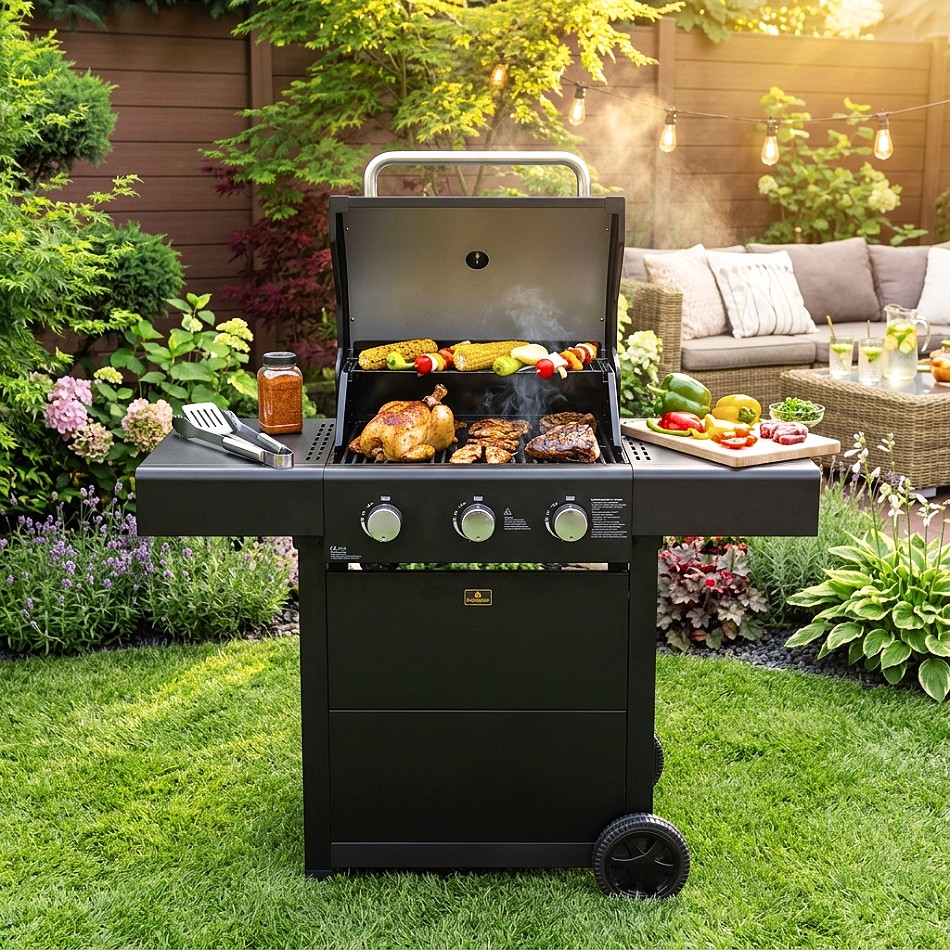 BERLINGERHAUS Plynový gril Outdoor 3 hořáky BH-8604