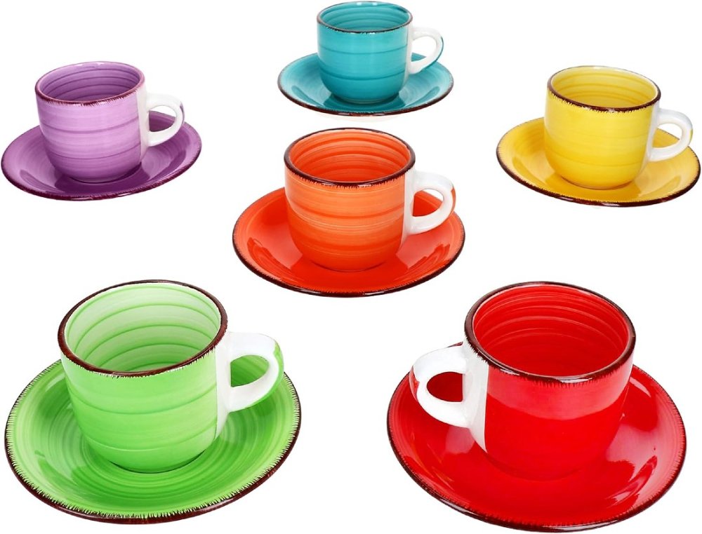 HIT Hrnky na cappuccino s podšálky sada 12 ks 250 ml COLOURS HT-24326775 - thumb (1)