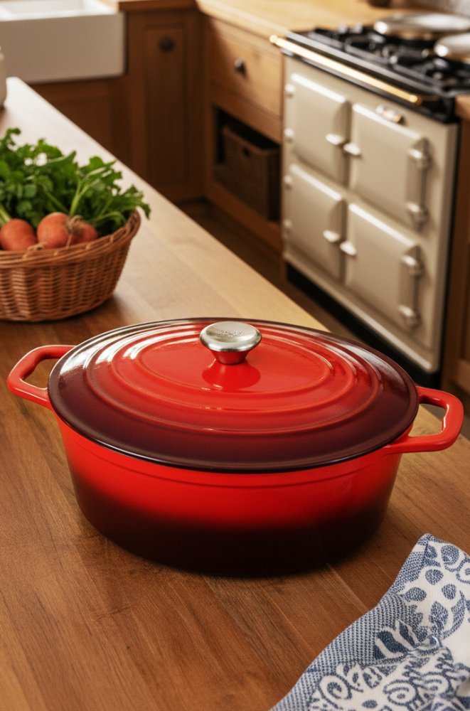 CS KOCHSYSTEME Pekáč s poklicí litinový Xanten 36 x 22 cm červený CS-070052