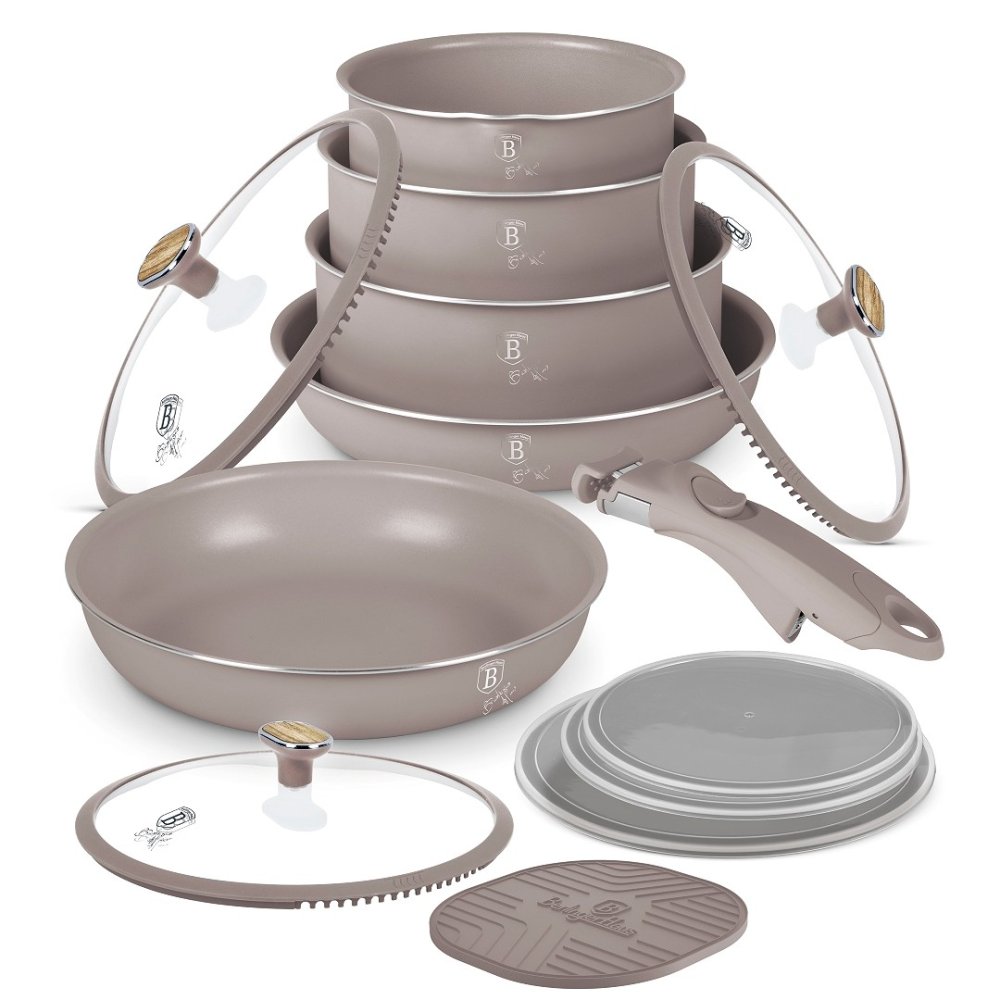 BERLINGERHAUS Sada nádobí s titanovým povrchem 13 kusů Taupe Nordic Collection BH-8422