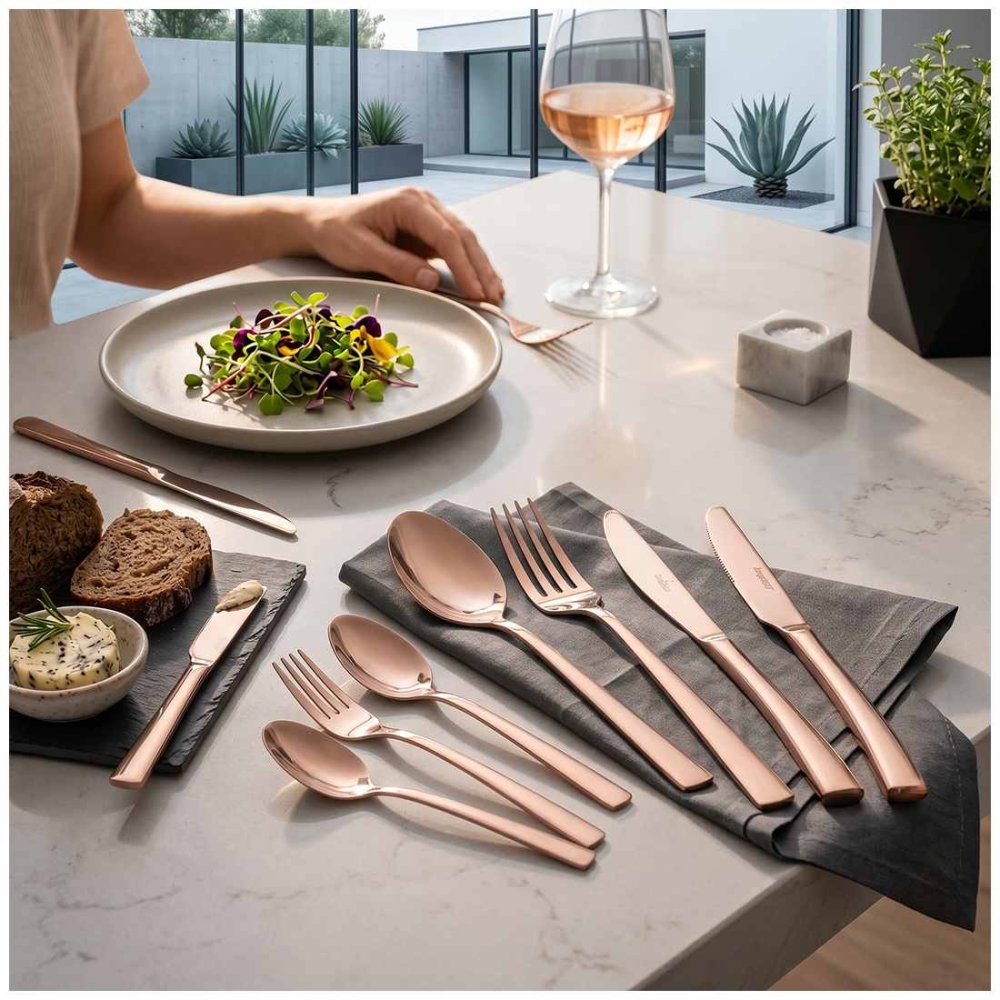 BERLINGERHAUS Sada příborů se steakovým nožem 42 ks nerez leštěný povrch Rosegold Collection BH-3087