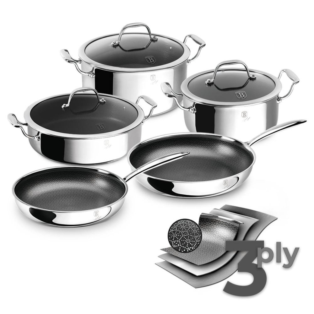 BERLINGERHAUS Sada nádobí s 3D nepřilnavým povrchem 8 ks nerez Eternal Collection BH-8959