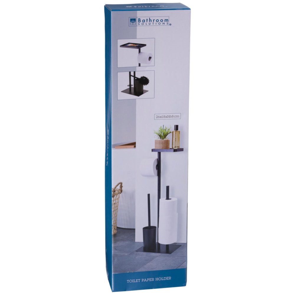 BATHROOM SOLUTIONS WC sada kov/plast 26 × 18 × 68 cm černá KO-C80800070