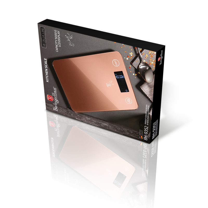 BERLINGERHAUS Váha kuchynská digitálna 5 kg Rosegold Metallic Line BH-9352