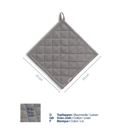 KELA Podložka pod hrniec Puro 55% bavlna/45% ľan šedý 20,0x20,0cm KL-12804