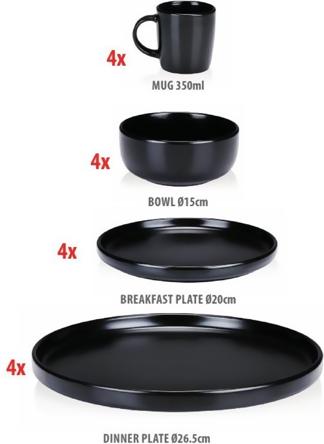 EDCO Jídelní sada talířů 16 ks kamenina ED-250049
