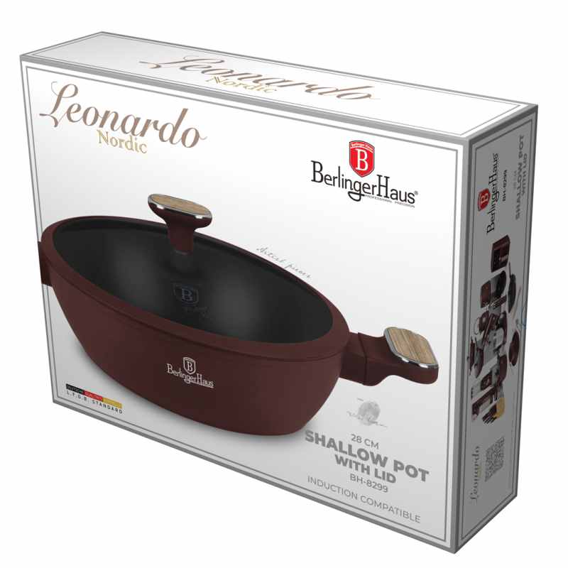 BERLINGERHAUS Pánev hluboká s titanovým povrchem a poklicí 28 cm Leonardo Nordic Collection BH-8299