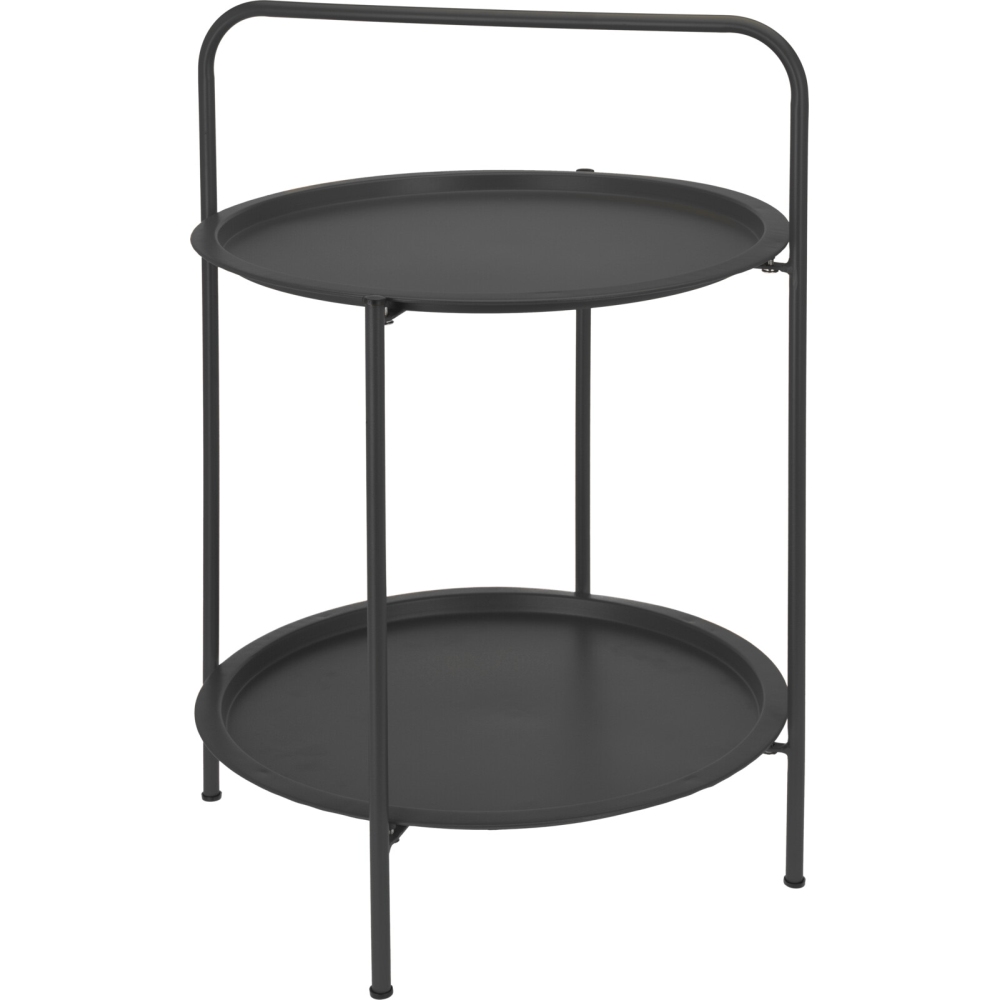 AMBIANCE Odkládací stolek s policí kulatý 50 cm tmavě šedý KO-X99000270