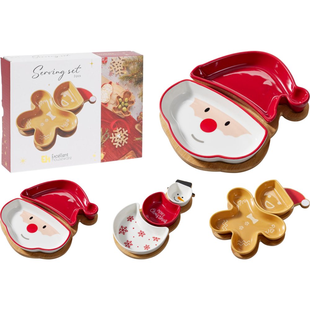 EXCELLENT HOUSEWARE Servírovací sada 3 ks s vánočními motivy Perníček KO-210001770pern