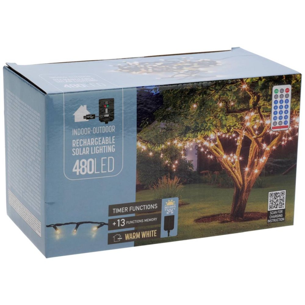 PROGARDEN Solární světelný řetěz 480 LED teplá bílá KO-AEX100110