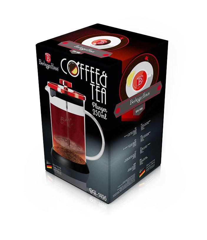 BERLINGERHAUS Konvička na čaj a kávu French Press 350 ml Burgundy Metallic Line BH-1496