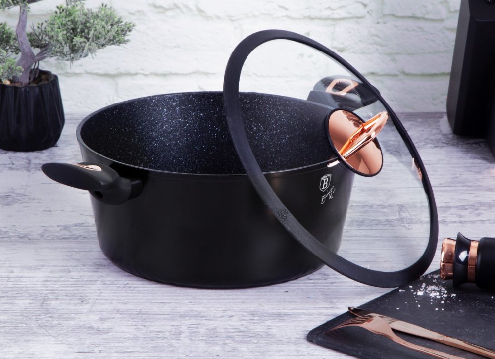 BERLINGERHAUS Kastrol s poklicí s mramorovým povrchem 20 cm Black Rose Collection BH-1641