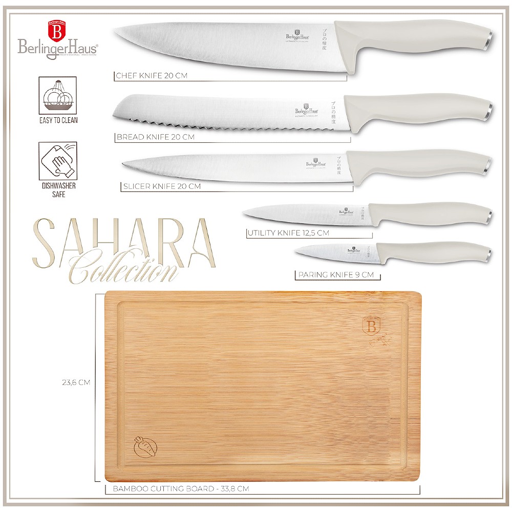 BERLINGERHAUS Sada nožů s prkénkem 6 ks Sahara Collection BH-2966