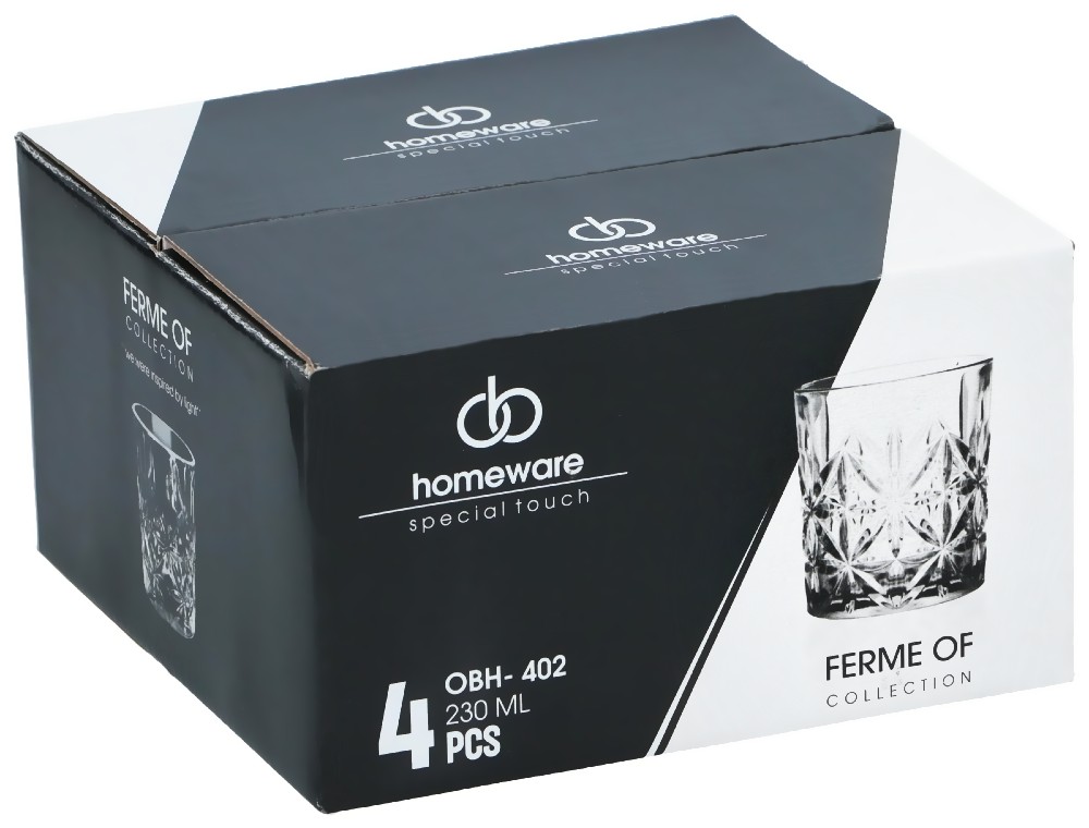 HOMEWARE Sklenice na whisky broušené sada 4 ks 230 ml ED-515495 - thumb (2)