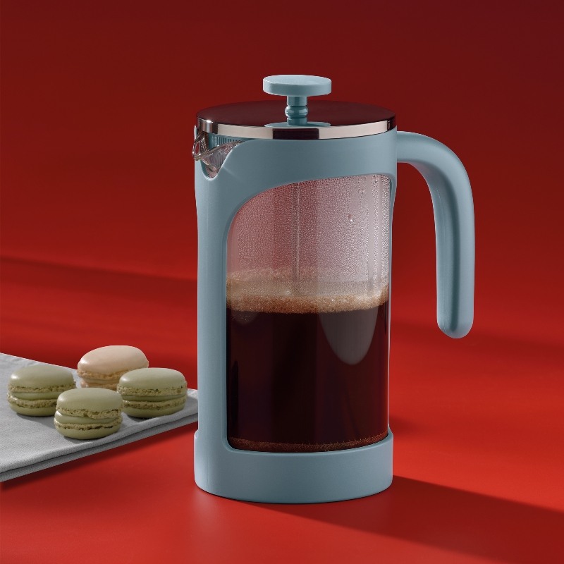 KELA Konvice na čaj a kávu frenchpress kouřově modrá 1l KL-10988