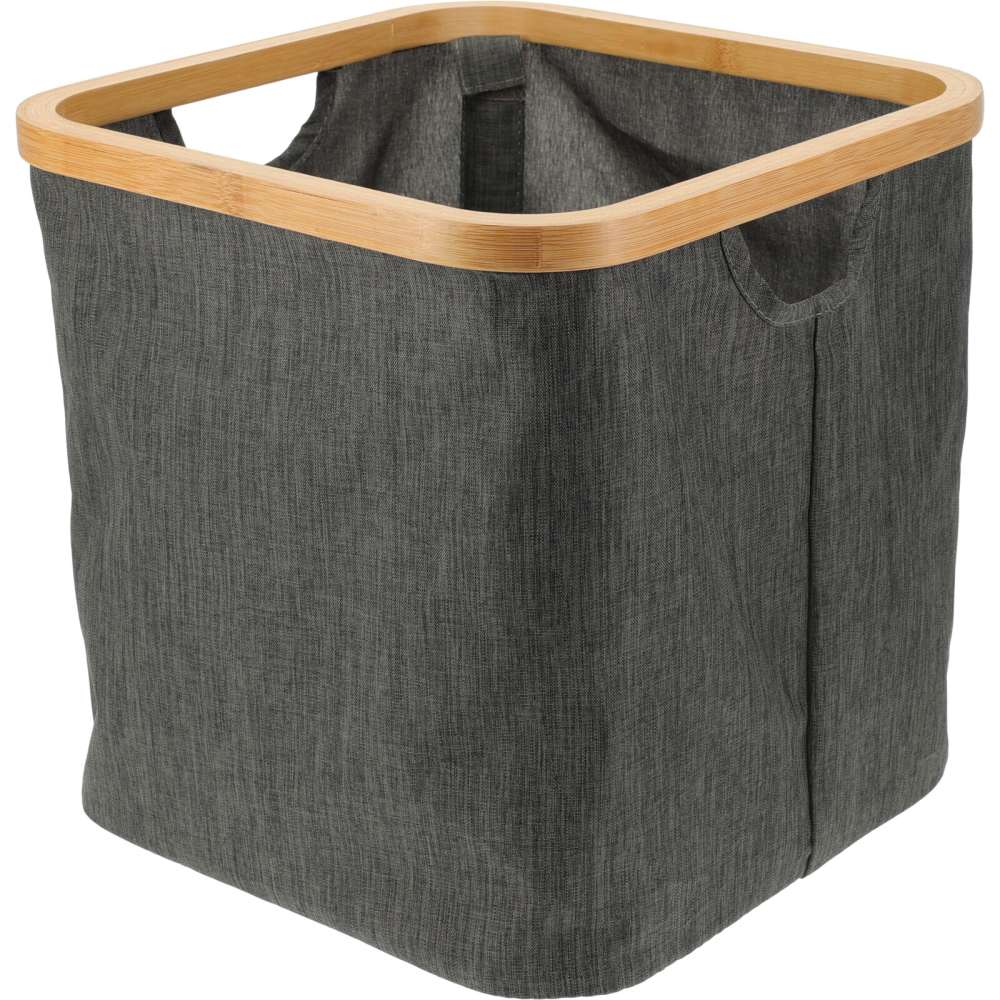 BATHROOM SOLUTIONS Koš úložný na prádlo s bambusovým okrajem čtvercový 30 x 30 cm KO-170495130