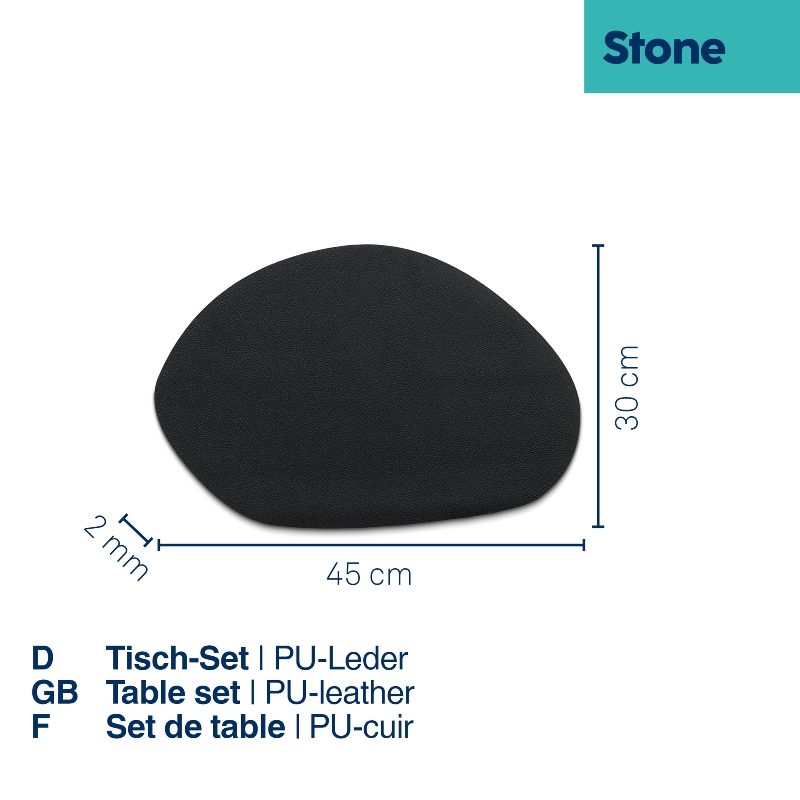 KELA Prostírání Stone PU kůže tmavě šedá 45,0x30,0x0,2cm KL-12652