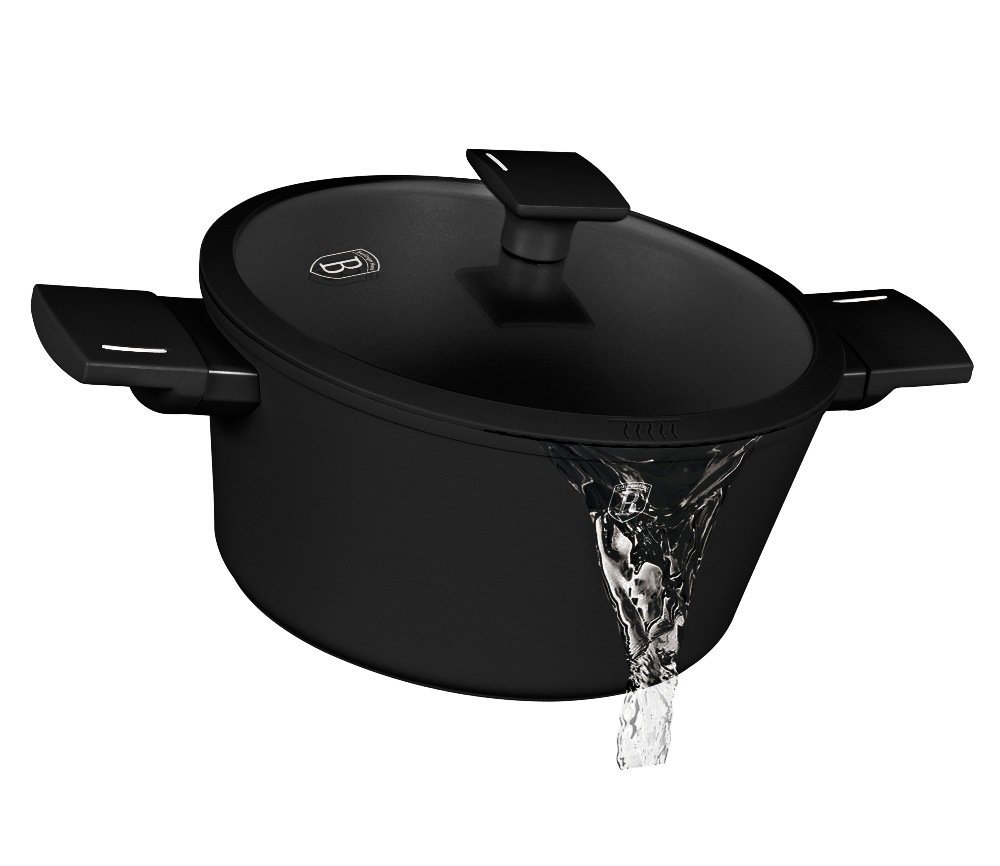 BERLINGERHAUS Kastrol s titanovým povrchem a poklicí 24 cm Matte Black Collection BH-8188