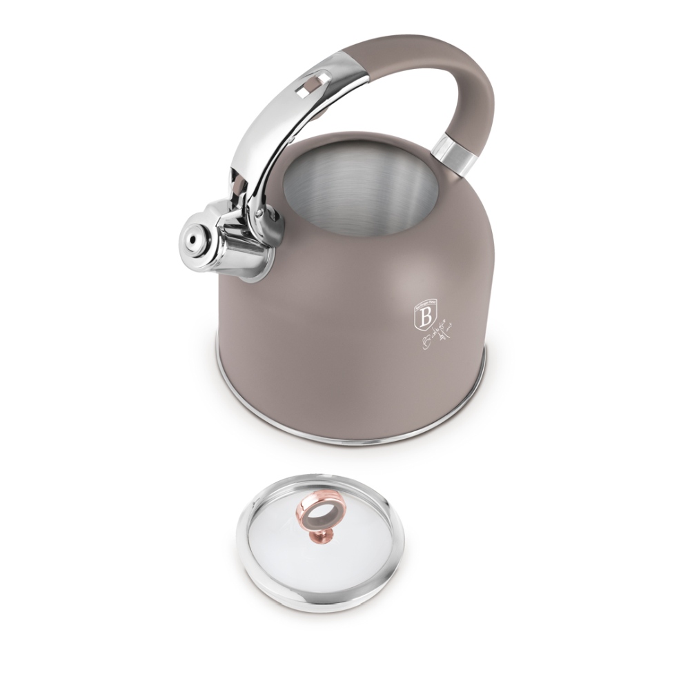 BERLINGERHAUS Konvice pískací se skleněným víkem 3 L Taupe Collection BH-8914