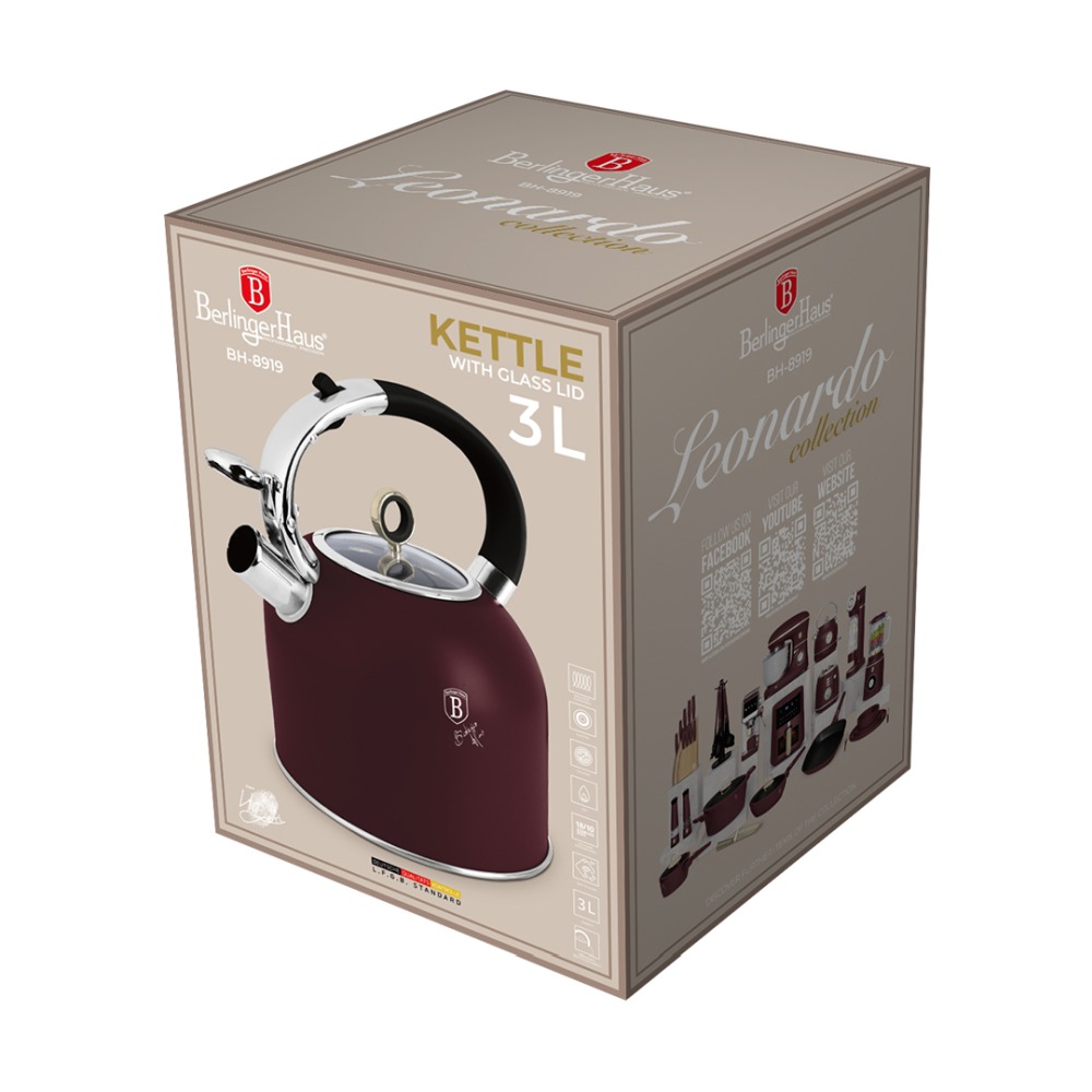 BERLINGERHAUS Konvice se skleněným víkem 3 l Leonardo Collection BH-8919