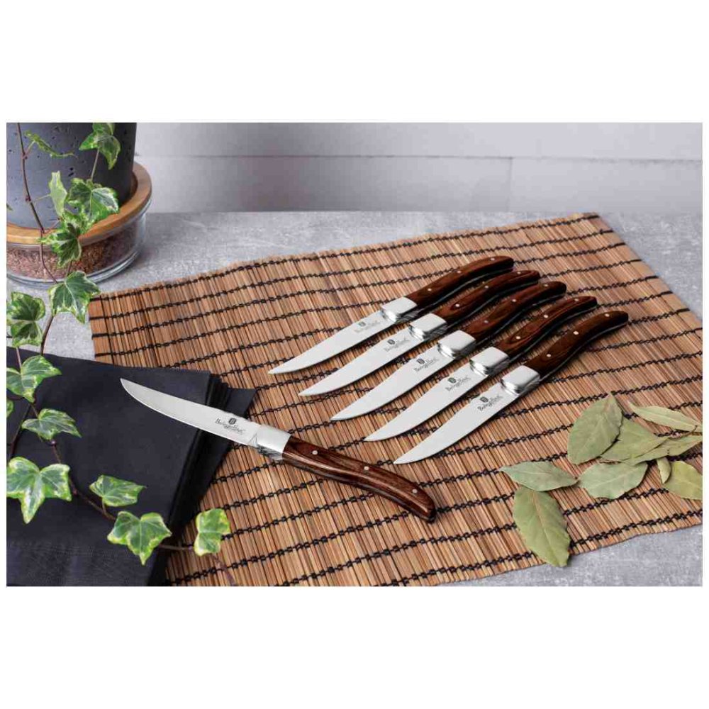 BERLINGERHAUS Sada steakových nožů 6 ks hnědá rukojeť Laguiole Collection BH-2439
