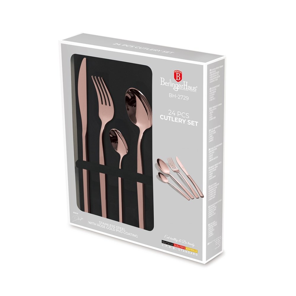 BERLINGERHAUS Sada příborů 24 ks nerez leštěný povrch Rosegold Collection BH-2729