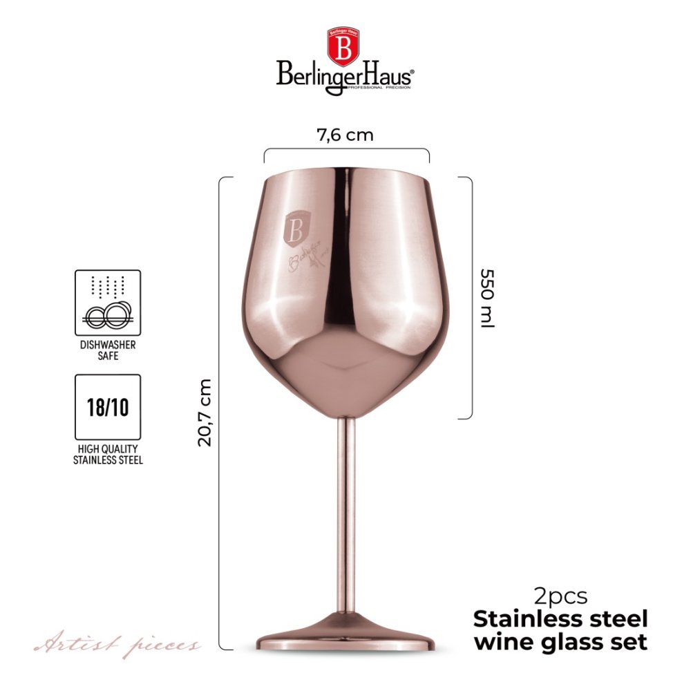 BERLINGERHAUS Sada sklenic 2 ks 400 ml na víno Rosegold BH-8658