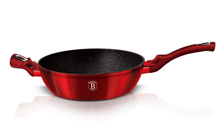 BERLINGERHAUS Panvica hlboká s mramorovým povrchom a pokrievkou 32 cm Burgundy Metallic Line BH-1261