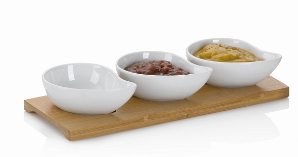 KELA Servírovacie misky PHILIPA 4ks porcelán/bambus KL-12260