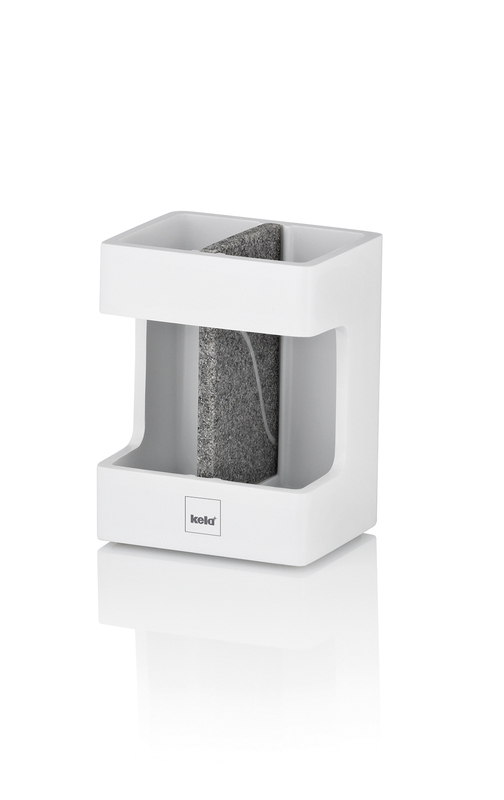 KELA Držiak na zubné kefky Cube polyresin biela KL-23693