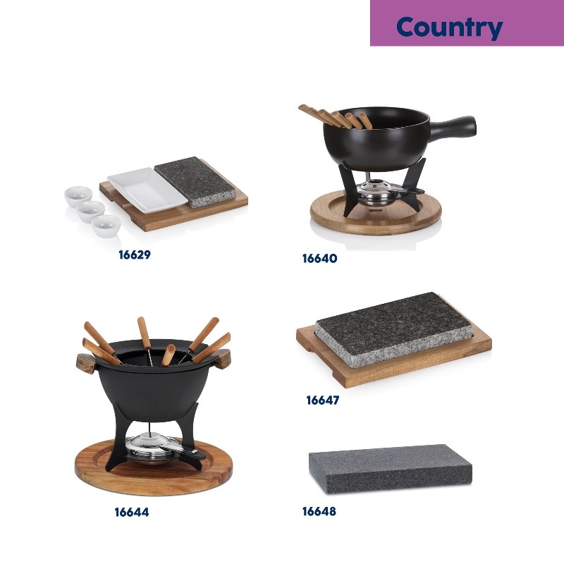 KELA Servírovací misky žhavý kámen XL Country akátové dřevo tmavě šedá 29,0x23,0x4,5cm KL-16629