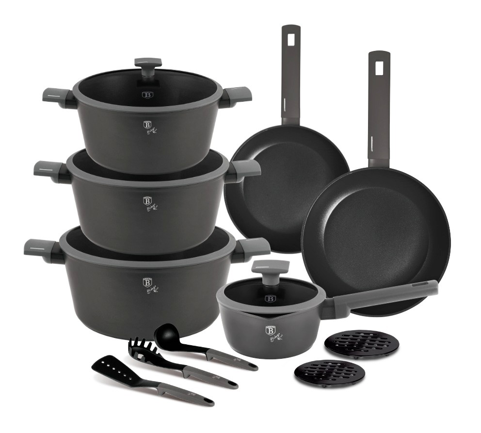 BERLINGERHAUS Sada nádobí s titanovým povrchem 15 ks Antracit Collection BH-8141