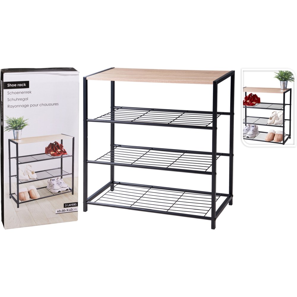 STORAGE SOLUTIONS Botník kovový 3 police 63 x 30 x 63 cm KO-BA3000040
