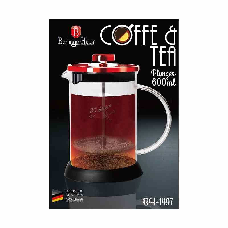 BERLINGERHAUS Konvička na čaj a kávu French Press 600 ml Burgundy Metallic Line BH-1497