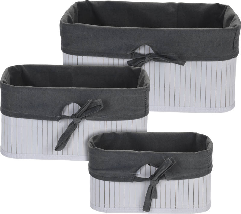 EXCELLENT HOUSEWARE Sada košíků bambus / textil 3 ks KO-MA1000030