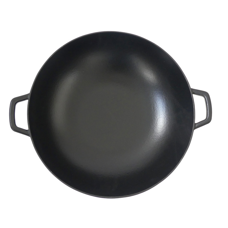 KELA Wok litinový s poklicí CALIDO 36 cm černá KL-12475