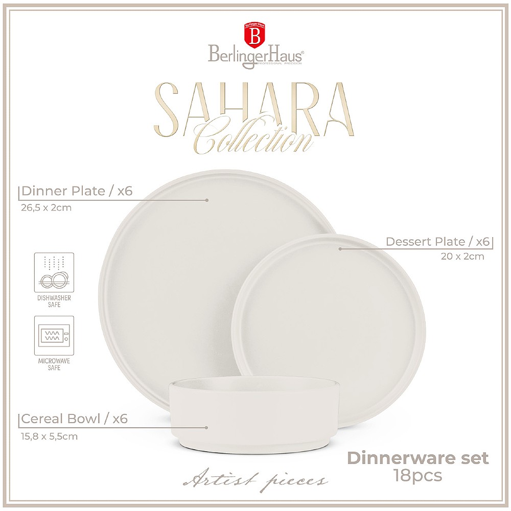 BERLINGERHAUS Jídelní sada talířů 18 ks Sahara Collection BH-10005 - thumb (7)