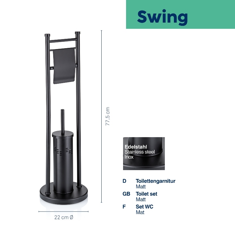 WC sada Swing, černá 22x77,5 cm KL-18977 - thumb (2)